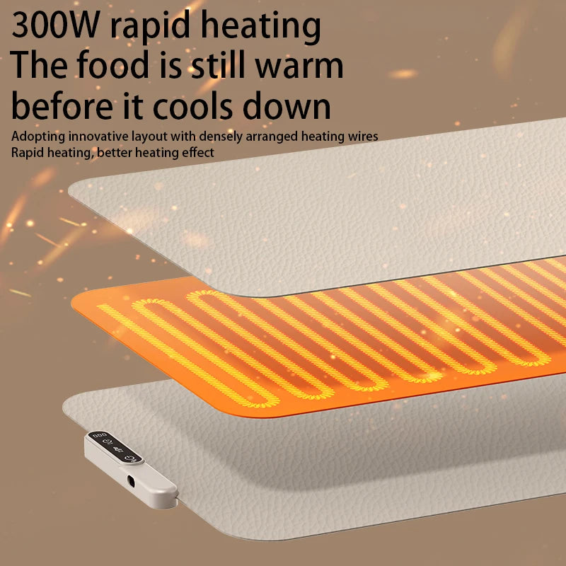 Foldable Silicone Food Warming Mat with Adjustable Heat Control