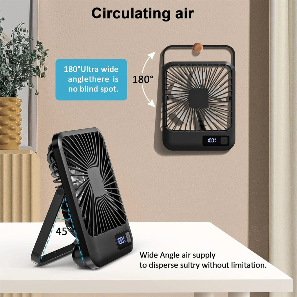 Portable Rechargeable Desk Fan with 180° Folding Design