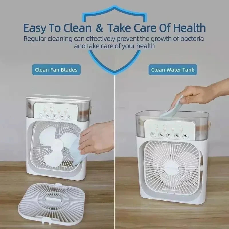 Portable 3-in-1 Air Cooler Fan with Humidifier & LED Light