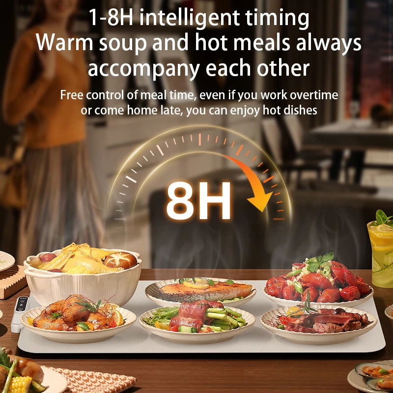 Foldable Silicone Food Warming Mat with Adjustable Heat Control