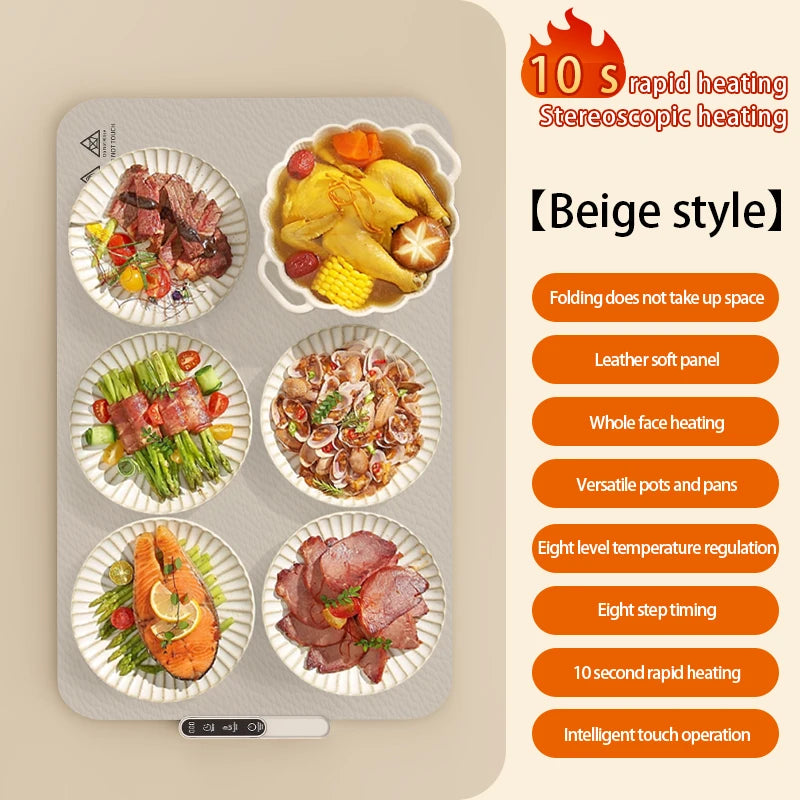 Foldable Silicone Food Warming Mat with Adjustable Heat Control
