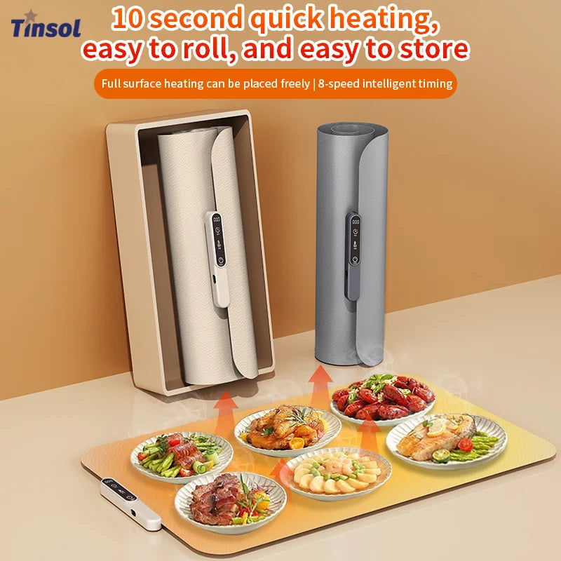 Foldable Silicone Food Warming Mat with Adjustable Heat Control