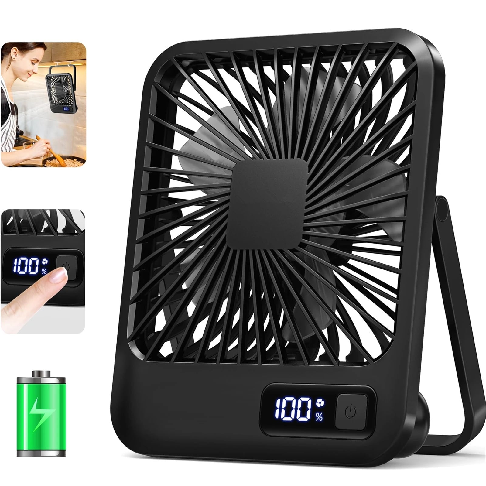 Portable Rechargeable Desk Fan with 180° Folding Design
