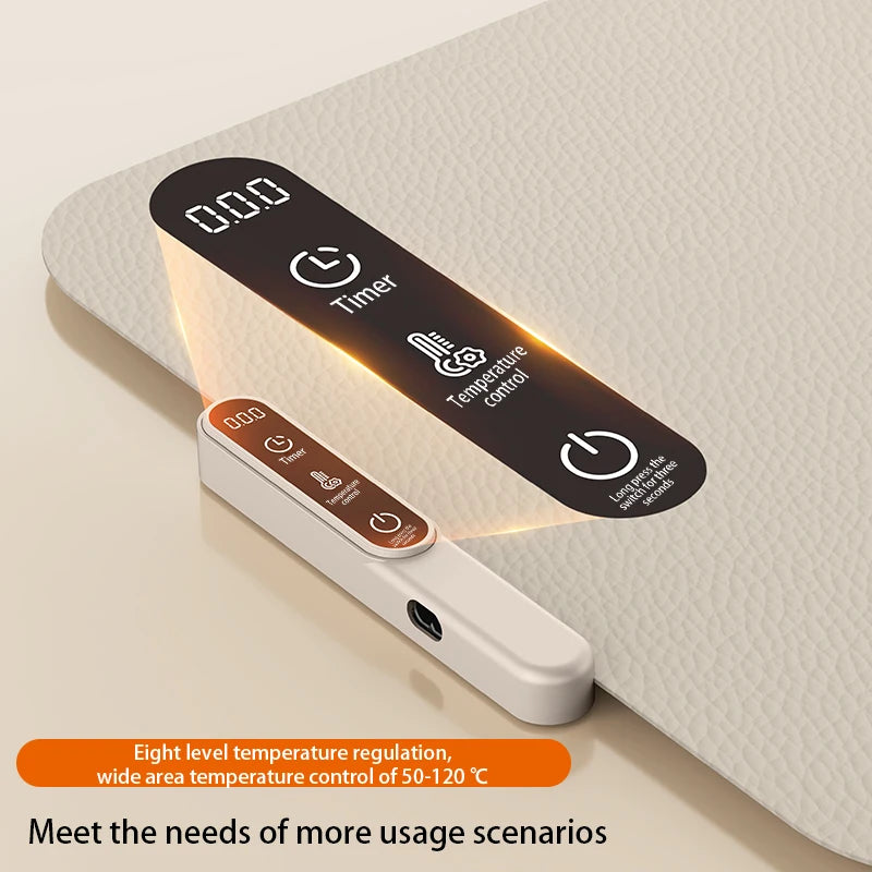 Foldable Silicone Food Warming Mat with Adjustable Heat Control