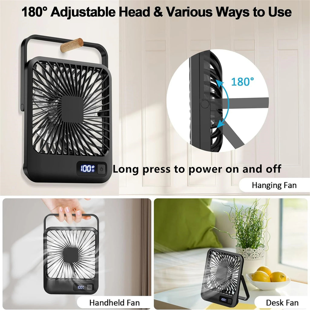 Portable Rechargeable Desk Fan with 180° Folding Design